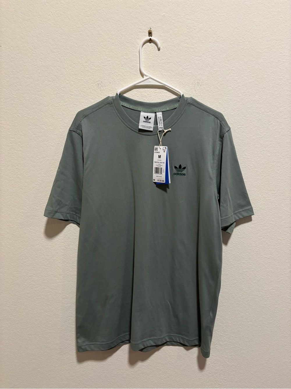 NWT Adidas Men's Trefoil Short Sleeve Tee - Silver Green
